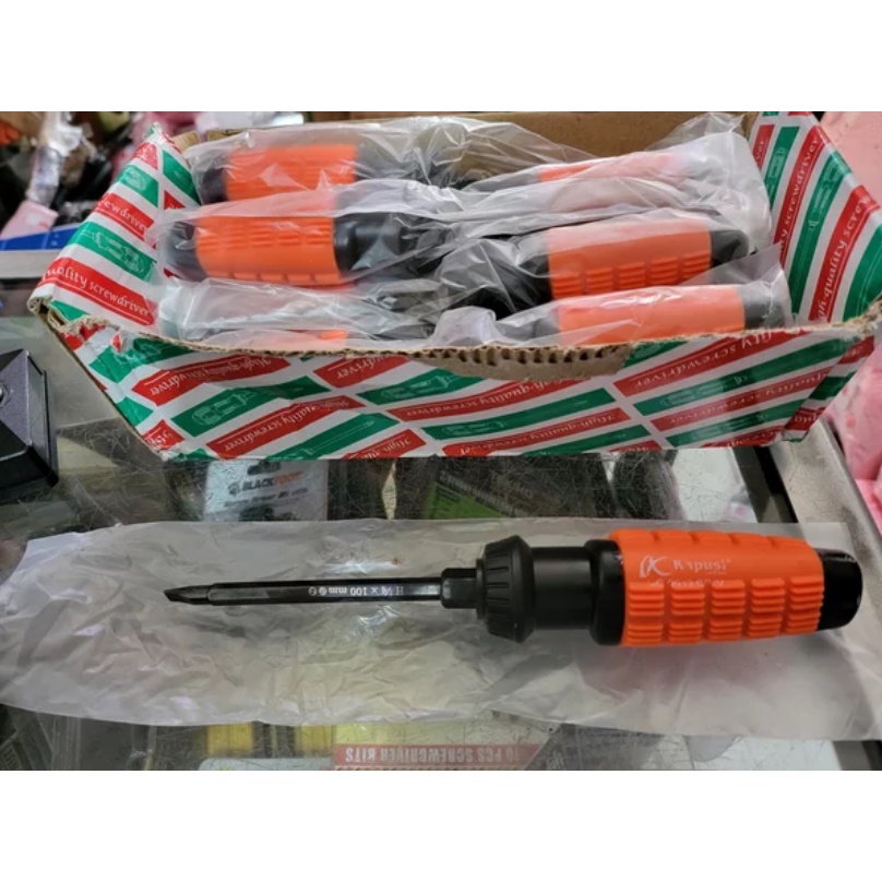 OBENG BOLAK BALIK 4 INCH MAGNET KAPUSI OBENG 6 mm X 100 mm KAPUSI