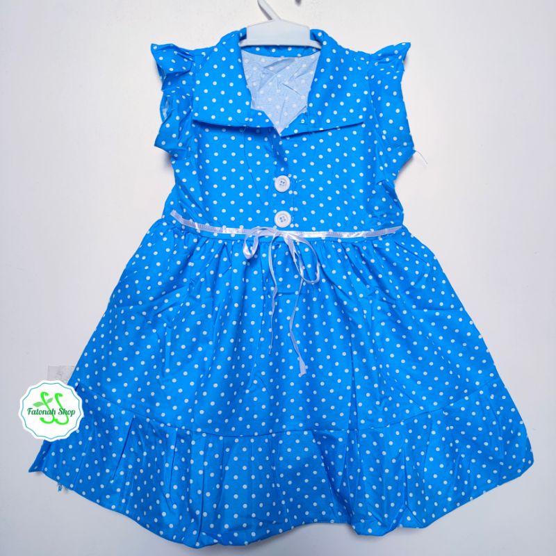 dress anak cewek perempuan 2 3 tahun motif polka ( dress polkatun elsa )