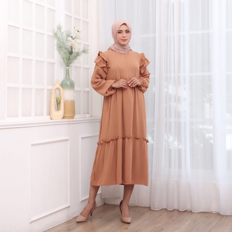 354 MIDI DRESS CRINKLE JUMBO XXL BIGSIZE MUSLIM POLOS RAYON MURAH PGMTA GROSIR KERAH KANCING BUSUI