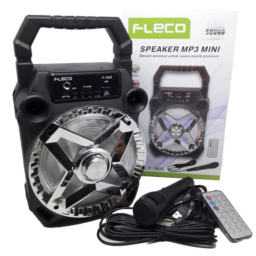 Fleco Speaker Bluetooth MP3 USB + Microphone F-1833 Wireles