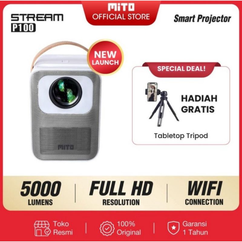 Mito Smart Proyektor Stream P100 Wifi Bluetooth Full HD