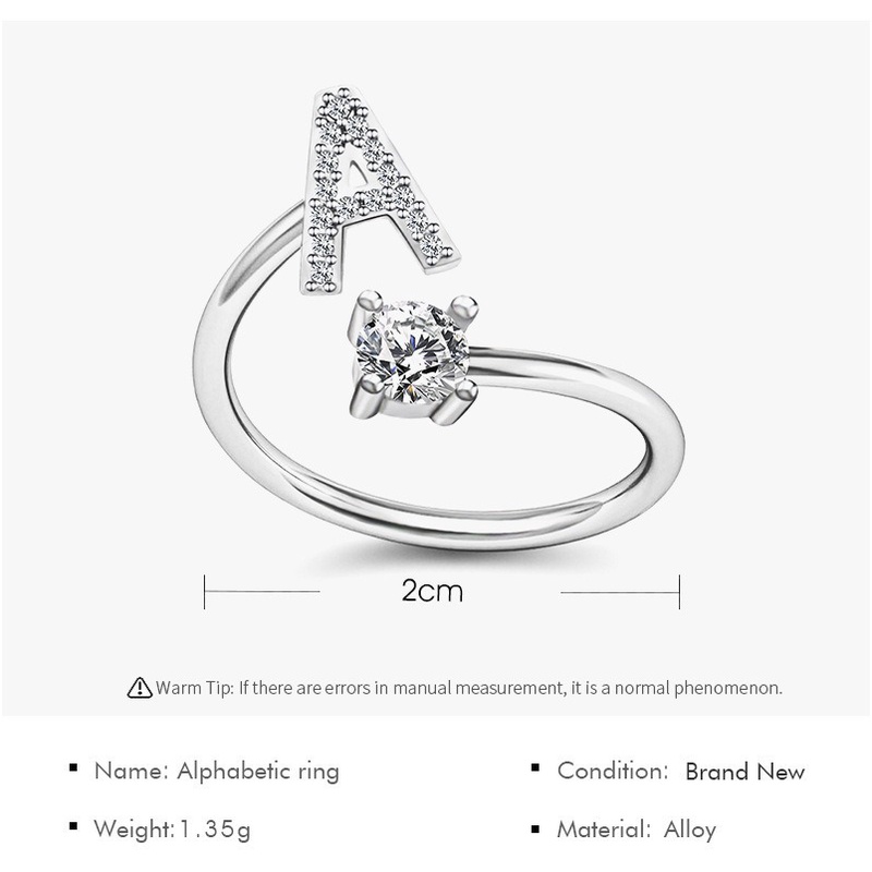 Cincin Adjustable Motif Tulisan Warna Silver Untuk Wanita