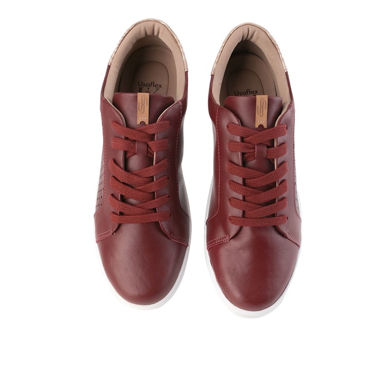 SEPATU SNEAKER KULIT OBERMAIN WANITA ORIGINAL CASUAL MERAH MAROON OW04