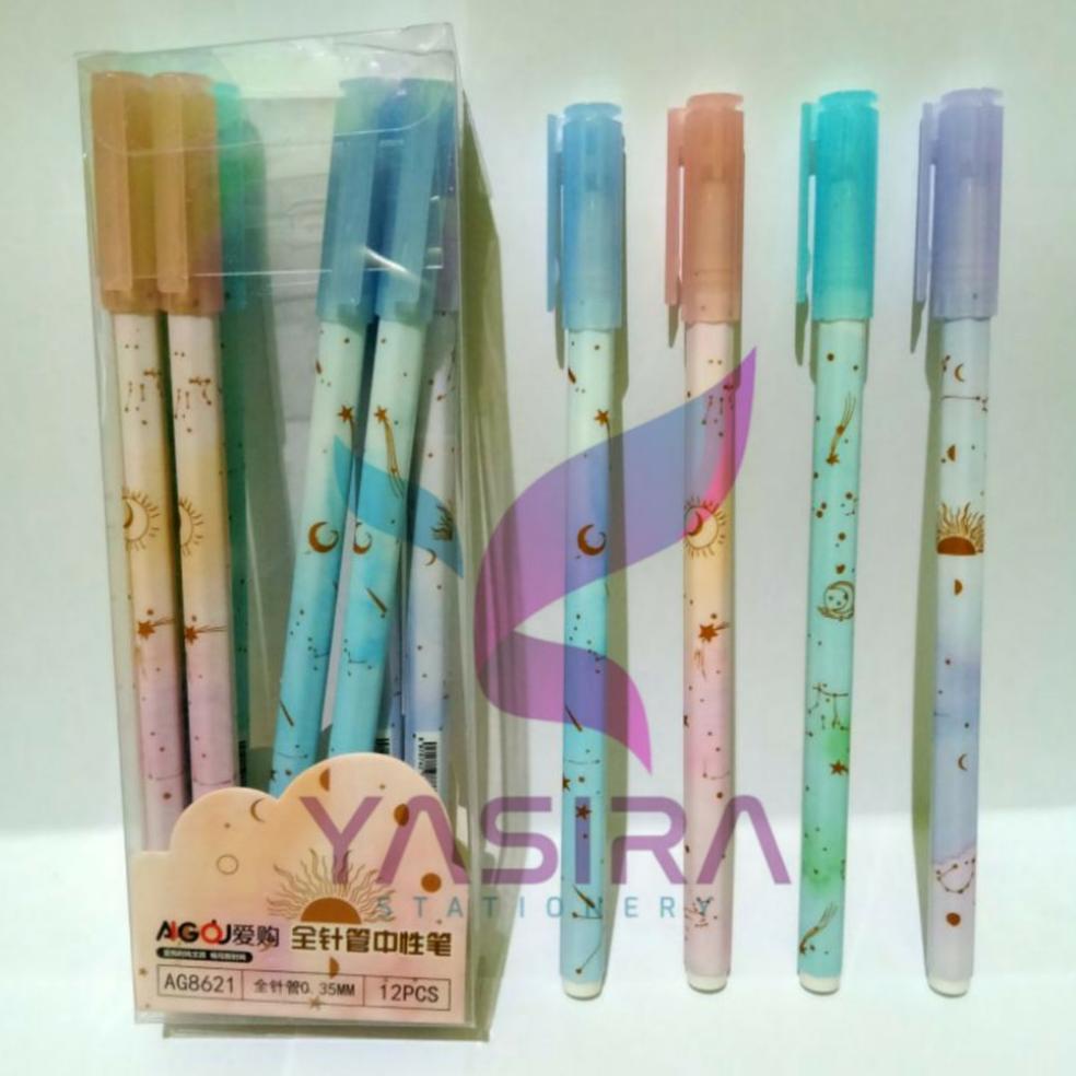 

ㄿ ( 110 Gram ) SELUSIN 12 Pcs Pulpen / Gel Pen Karakter Lucu Aigou ー