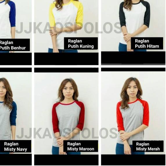 Size L-Raglan Kaos Polos Cotton Combed 20s