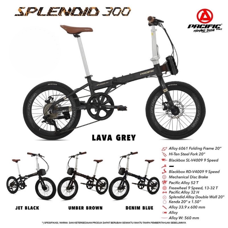 Sepeda Lipat Pacific ALLOY SPLENDID 300 1x9SP 20 inch Garansi SNI-4