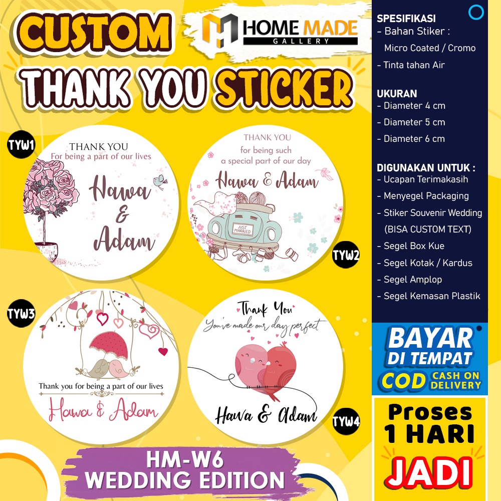 

STICKER THANK YOU FOR COMING STIKER LABEL TERIMA KASIH WEDDING LINGKARAN CUSTOM MURAH HM-W6