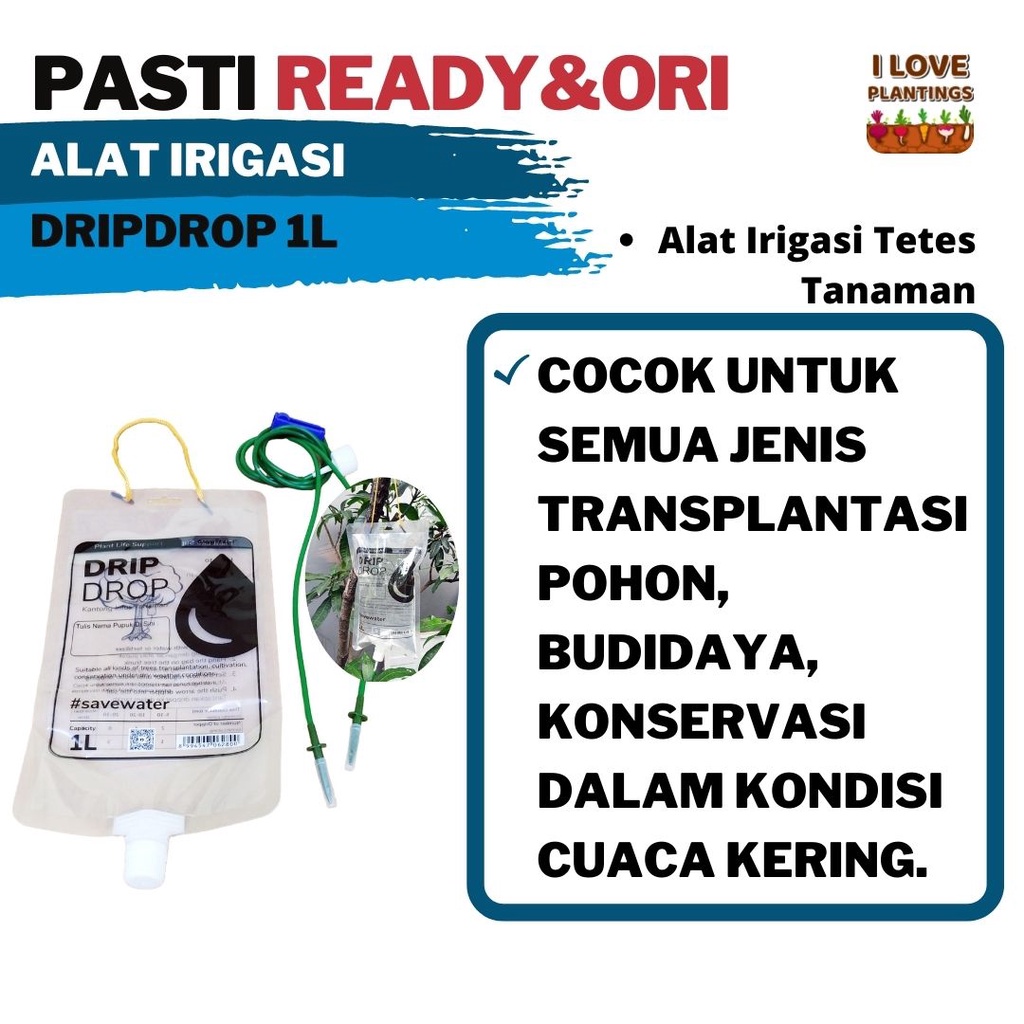 PREMIUM KANTONG INFUS TANAMAN IRIGASI DRIP TETES DRIPDROP 2-OUTPUT 1L