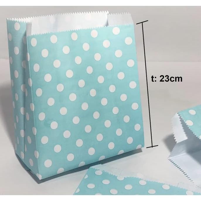 

(TERLARIS) READY STOK !!! Paperbag Flat Kantong Kertas Warna Biru Polkadot (L)