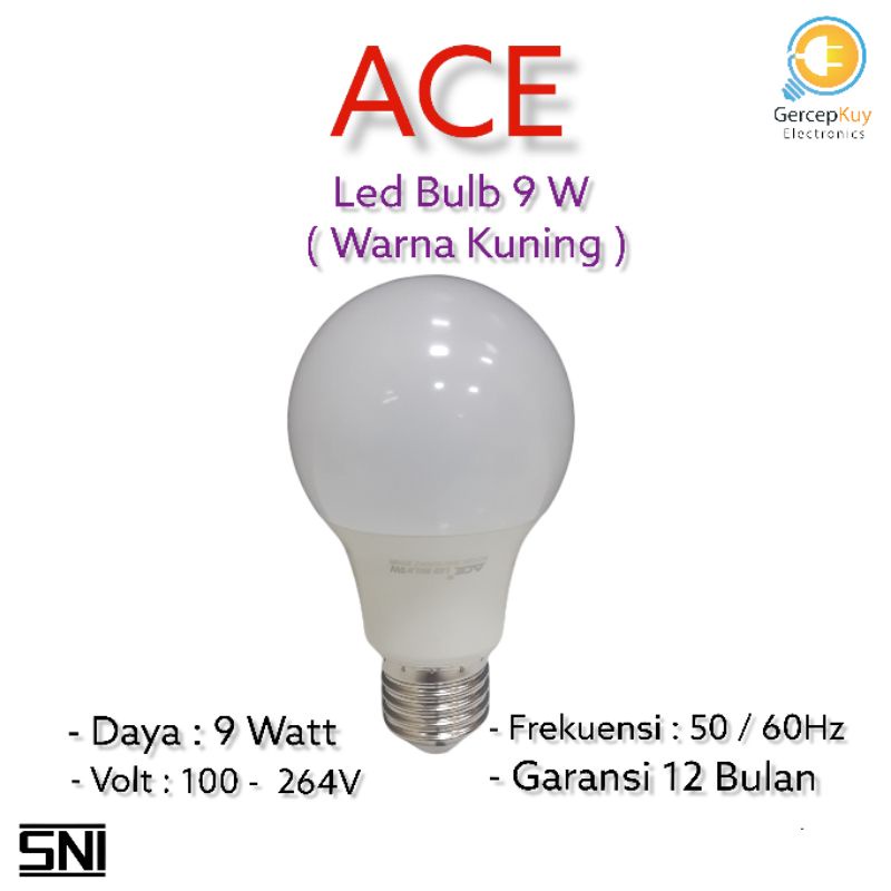 Lampu LED Bulb ACE 9 KUNING E27