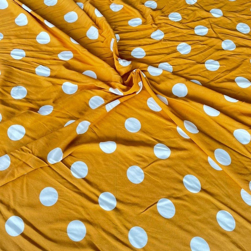 TERMURAH Kain Katun Rayon Viscose Motif Polkadot Kuning 1