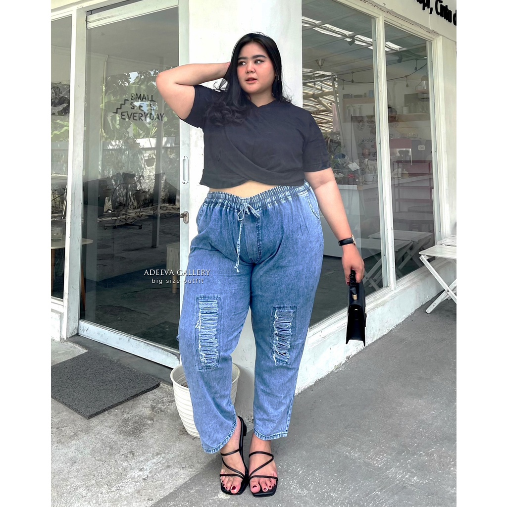 ADEEVA Redea Pants Jumbo Celana Jeans Wanita Jumbo