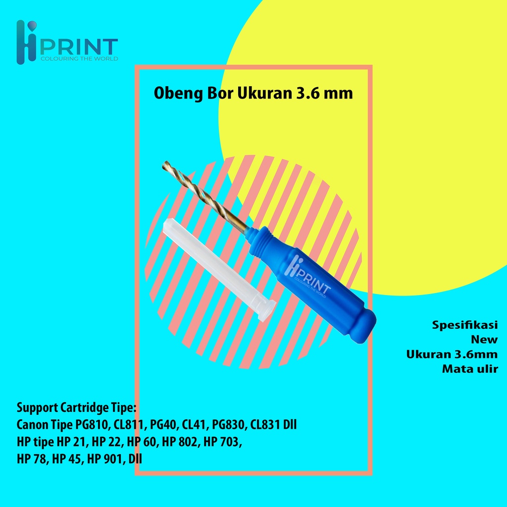 Obeng Bor Ukuran 3.6mm, Obeng Bor Cartridge 3.6mm Obeng Bor Cartridge Canon, Obeng Cartridge