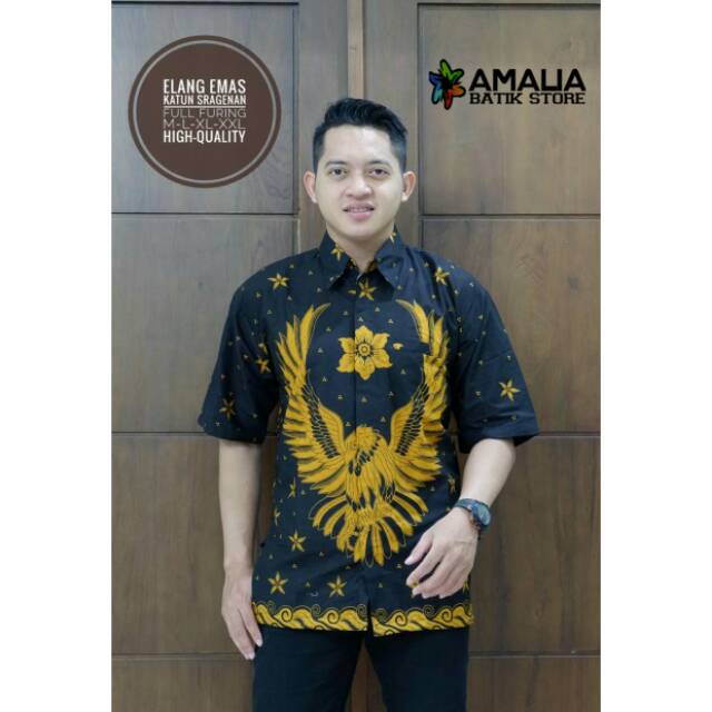 ELANG EMAS.Kemeja Batik Pria Midern.Amelia