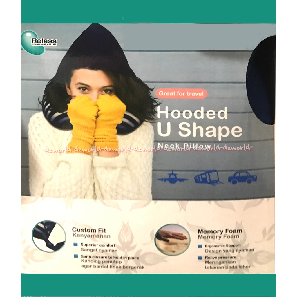 Hooded U Shape Neck Pillow Bantal Leher dengan Topi Bantal Topi