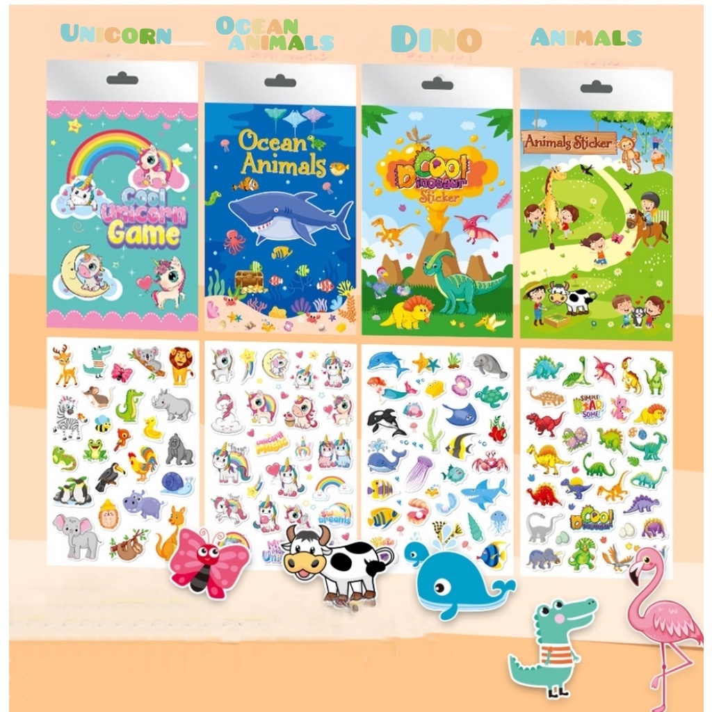 Stiker Reusable Anak Kualitas Premium/ Stiker Waterproof Karakter/ Aktivitas Menempel