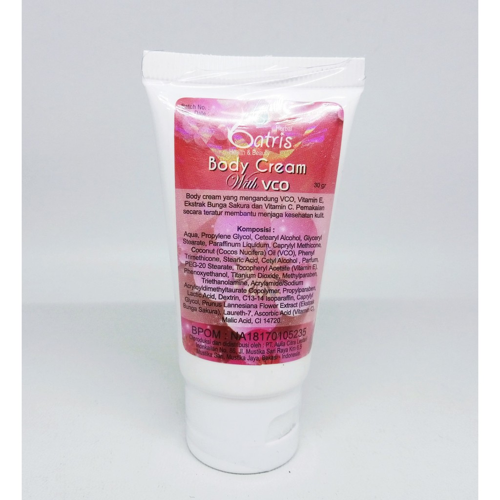 Body Cream Batrisyia Herbal Mini Tube, Nutrisi Kulit Premium