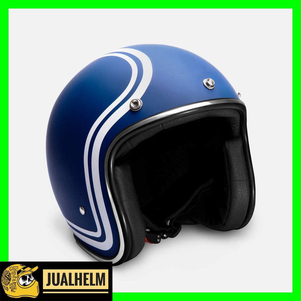 HELM RETRO ZULU CORTEZ BLUE CHROME ( Half Face / Vintage / Simpson / Klasik )