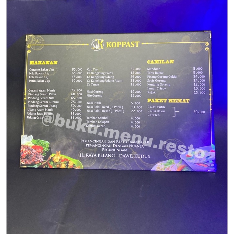 

Papan Buku Menu restoran cafe hotel dan kedai