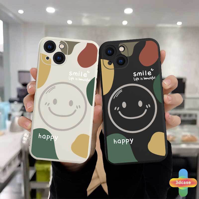 Casing Soft  TPU Case Compatible For IPhone 7 Plus 11 6 6S 8 Plus XR 11 12 13 PRO MAX 11 12 13 mini X XS MAX Se 2020 6SPlus 7Plus 6Plus 8Plus XSMAX A54 A15 A16 A9 A5 A7 A5S Y12 Y20 Couple Happy Smile Graffiti Anti-fall Case