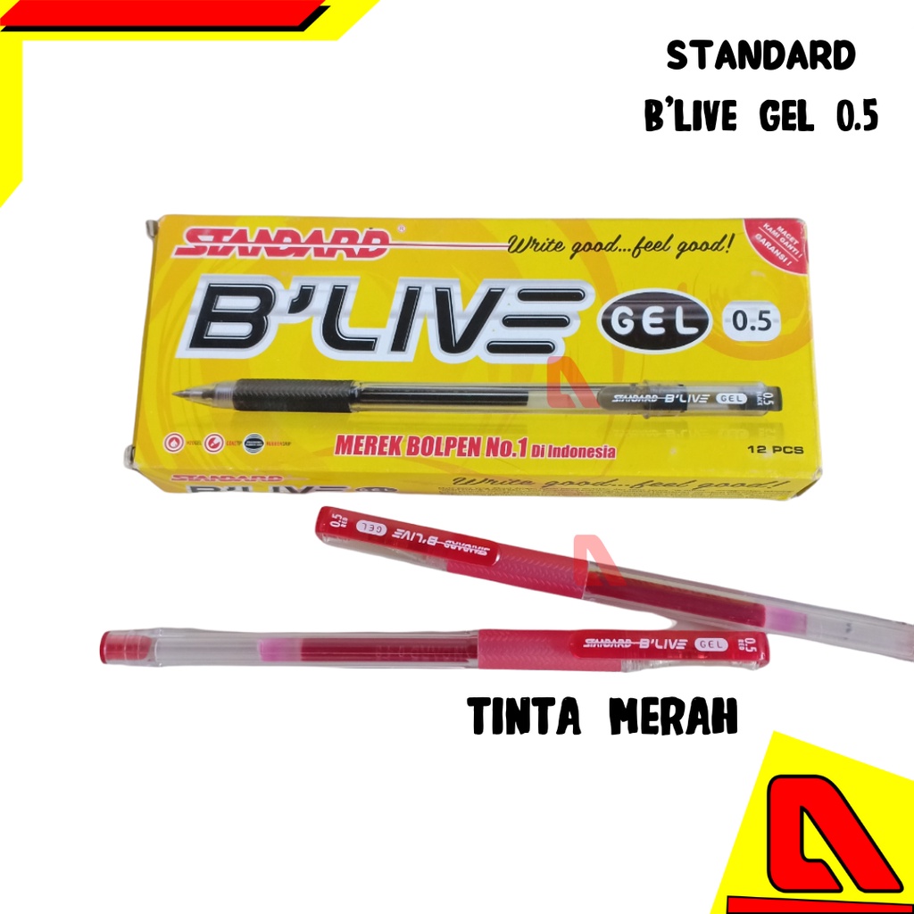 

STANDARD PEN B'LIVE BLIVE OIL GEL PULPEN BLIVE 0.5 MERAH ECER MURAH