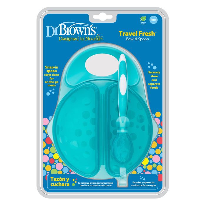 DR BROWNS TRAVEL FRESH BOWL &amp; SNAP IN SPOON 1 PACK