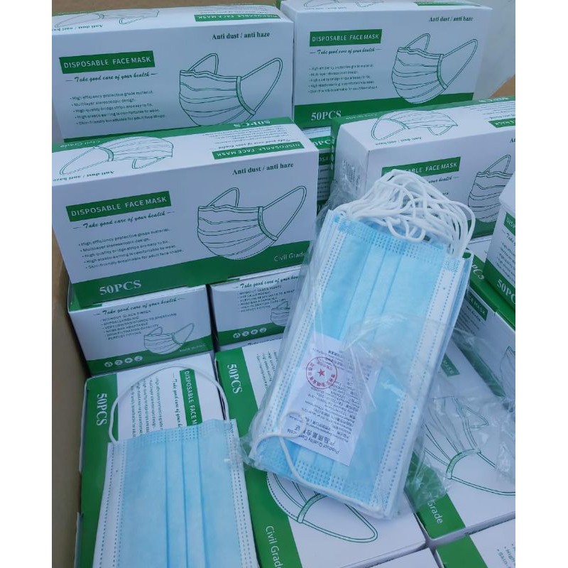 Jual Masker 3 Ply Disposable 1box (isi 50pcs) | Shopee Indonesia