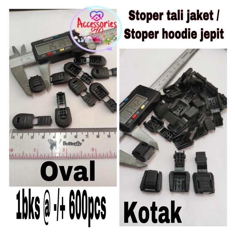 Stoper tali jaket / stoper jepit hoodie hitam / 600pcs