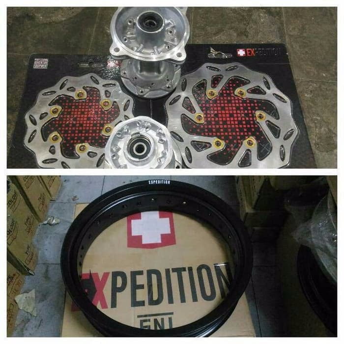 AKSESORIS MOTOR 1set velg expedition klx dtracker supermoto tromol EK