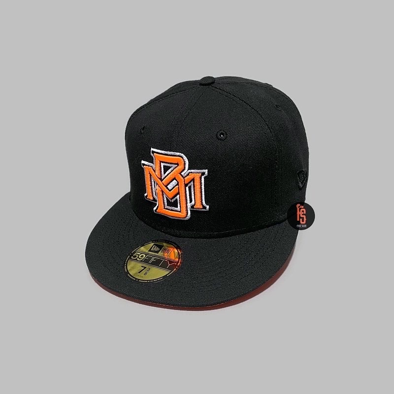 TOPI NEW ERA ORIGINAL 5950 COUNTY STADIUM MILWAUKEE BREWERS BLACK NEON ORANGE