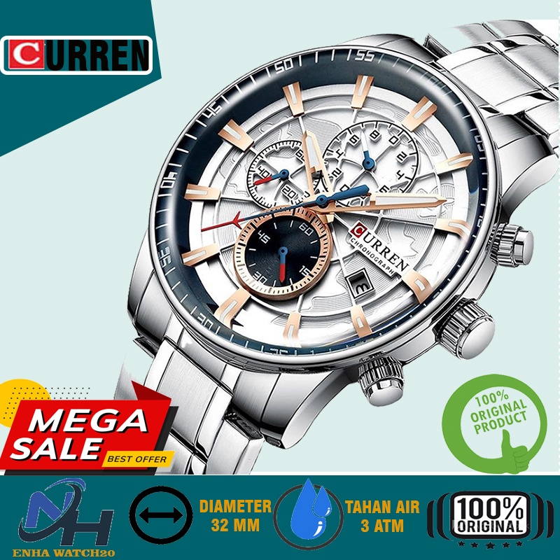 CURREN 8362 Jam Tangan Pria Analog Chronograph Jarum Luminous