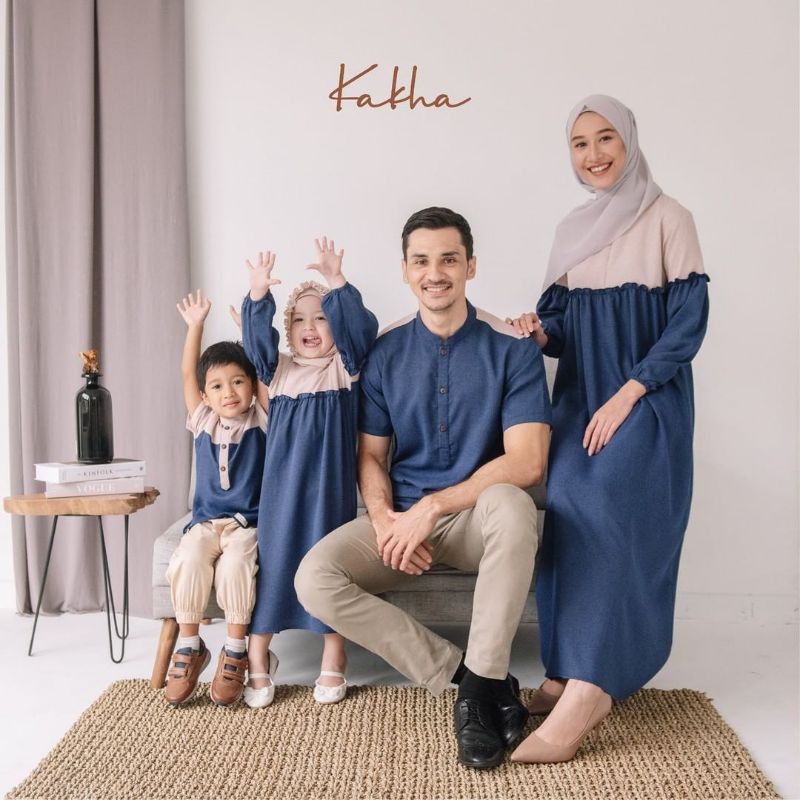 COUPLE FAMILY KAKHA RAYA TERLARIS BAJU LEBARAN HARI RAYA IDUL FITRI ADHA 2022 TERBARU KELUARGA TERMURAH-Navy mocca
