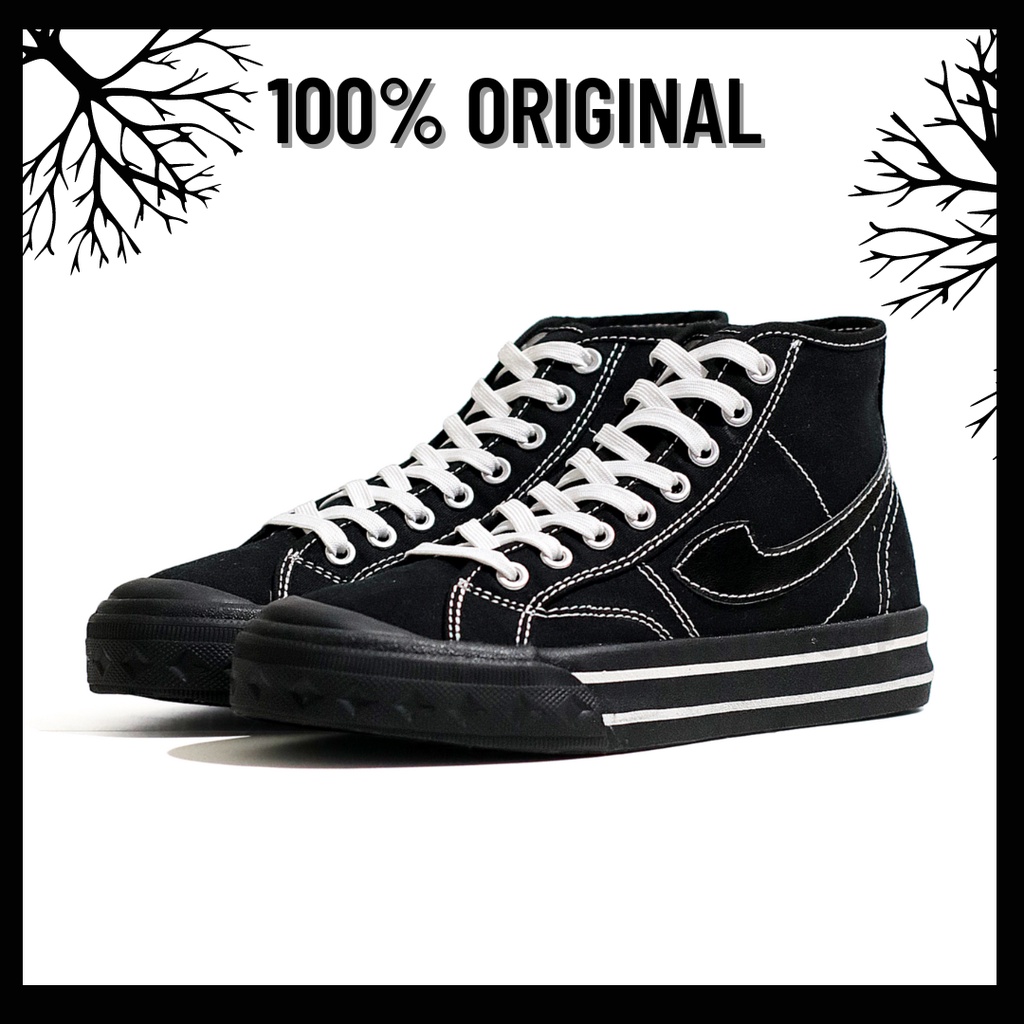 100% Original Sepatu Lokal Casual Black Oreo Hi | Not Compass Retrograde High