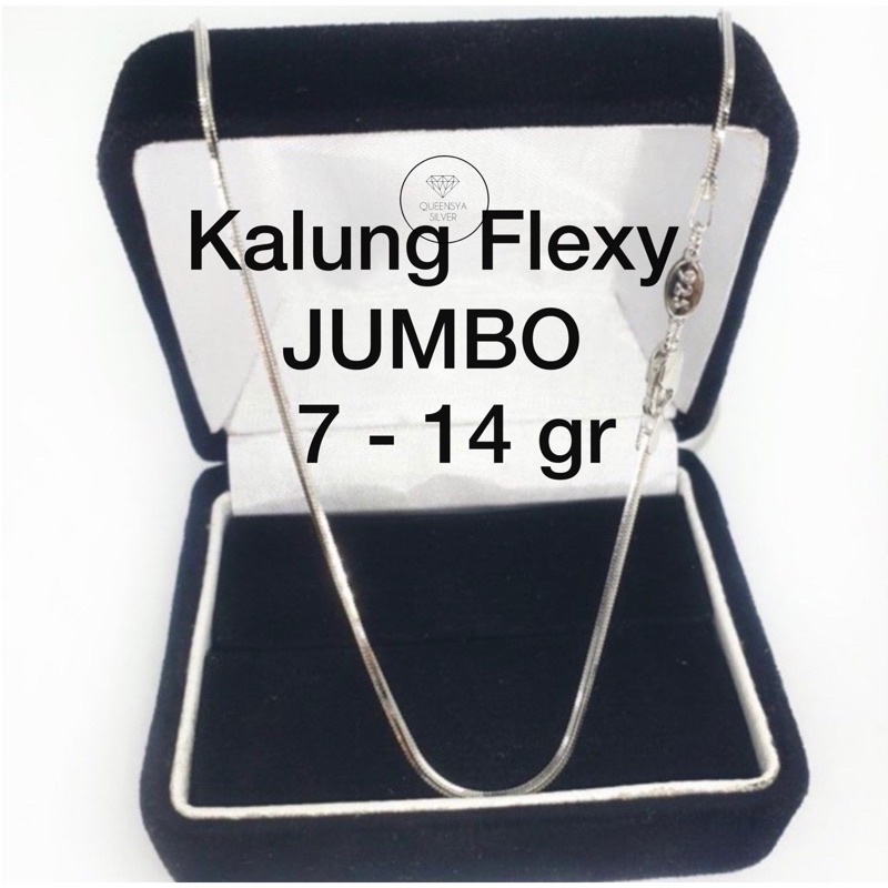 Kalung Perak Silver Asli 925 || Ukuran JUMBO Pria Wanita Model Casandra Flexy || Lapis Emas Putih Kuning 18K