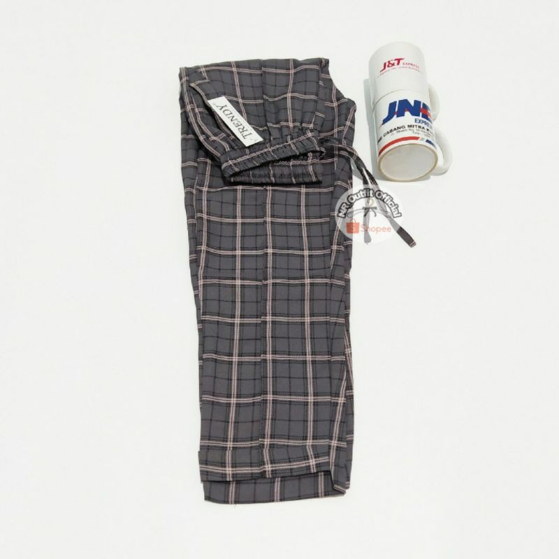 Celana Baggy Pants Wanita Motif Kotak-Kotak Salur Bahan Wanita All Size NR_Outfit Official COD