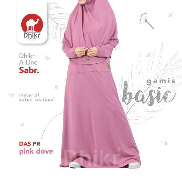 Sabr Pink Dove | Gamis Kaos Busui Syari Dhikr Clothes