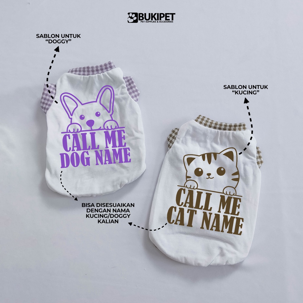 Baju kucing anjing kelinci monyet lucu murah aksesoris hewan kecil - BUKI TANK WHITE SERIES