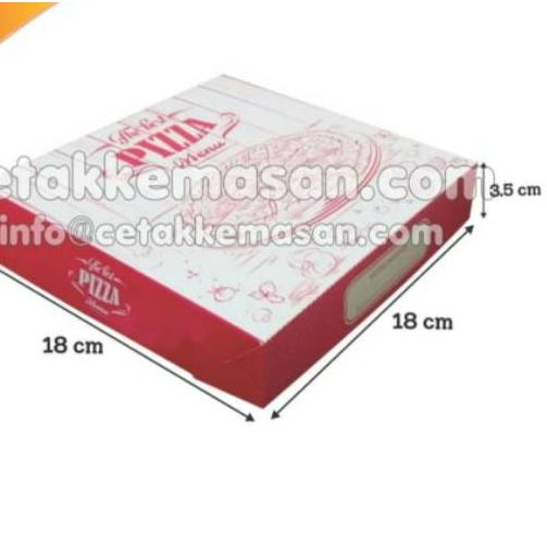 

❊ Box Pizza uk 18 x 18 x 3,5 cm Cetak 1 Warna (50 pcs) ☆