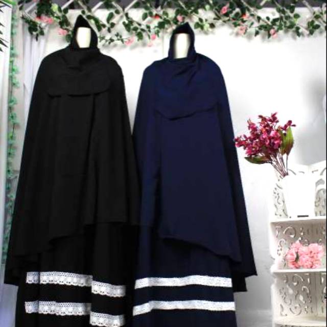 Gamis set syari wolfis set cadar Khimar renda khadija free niqob syari akhwat jilbab hijab purdah