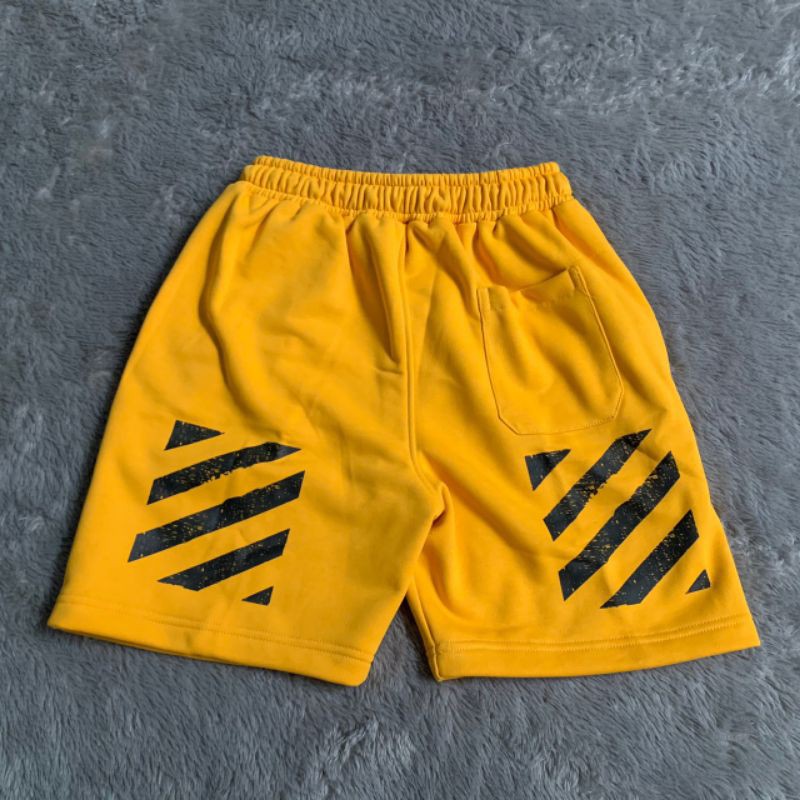 READY!!! SHORT PANTS / CELANA PENDEK OFF WHITE SKRIP YELLOW PREMIUM HIGHT QUALITY