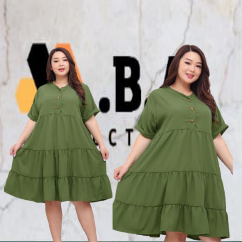 DRESS BUMIL DRESS REMPEL JUNE DRESS JUMBO WANITA DRESS JUMBO BISA UNTUK BUMIL DAN BUSUI DRESS JUMBO REMPEL CHAMOMILE 3XL