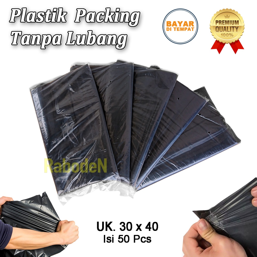 

Plastik Packing Tanpa Plong Ukuran 30 x 40 cm Plastik Packing Warna Hitam Tanpa Lubang Bahan PE 0.04mm Isi 50 Pcs