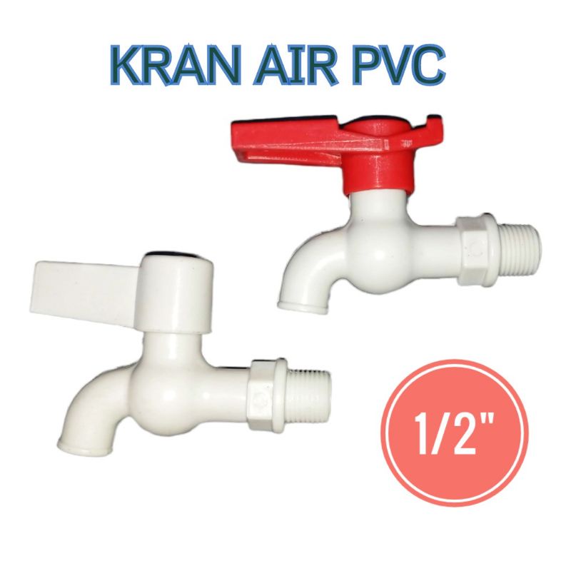 KRAN AIR 1/2 INCH BAHAN PVC - Keran Air Plastik Anti Karat 0,5 Inch Engsel Putar