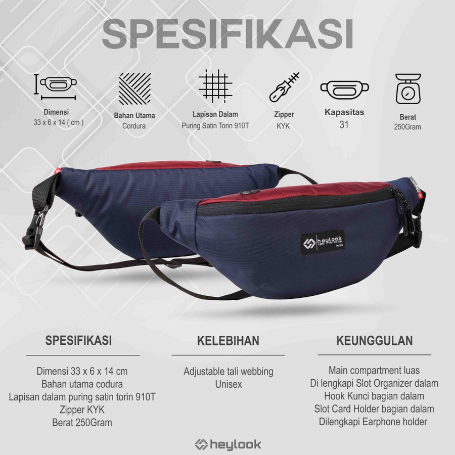 Tas Selempang Waistbag pinggang Pria Slingbag Bahu Distro Westbag Cowok Bahan Kordura