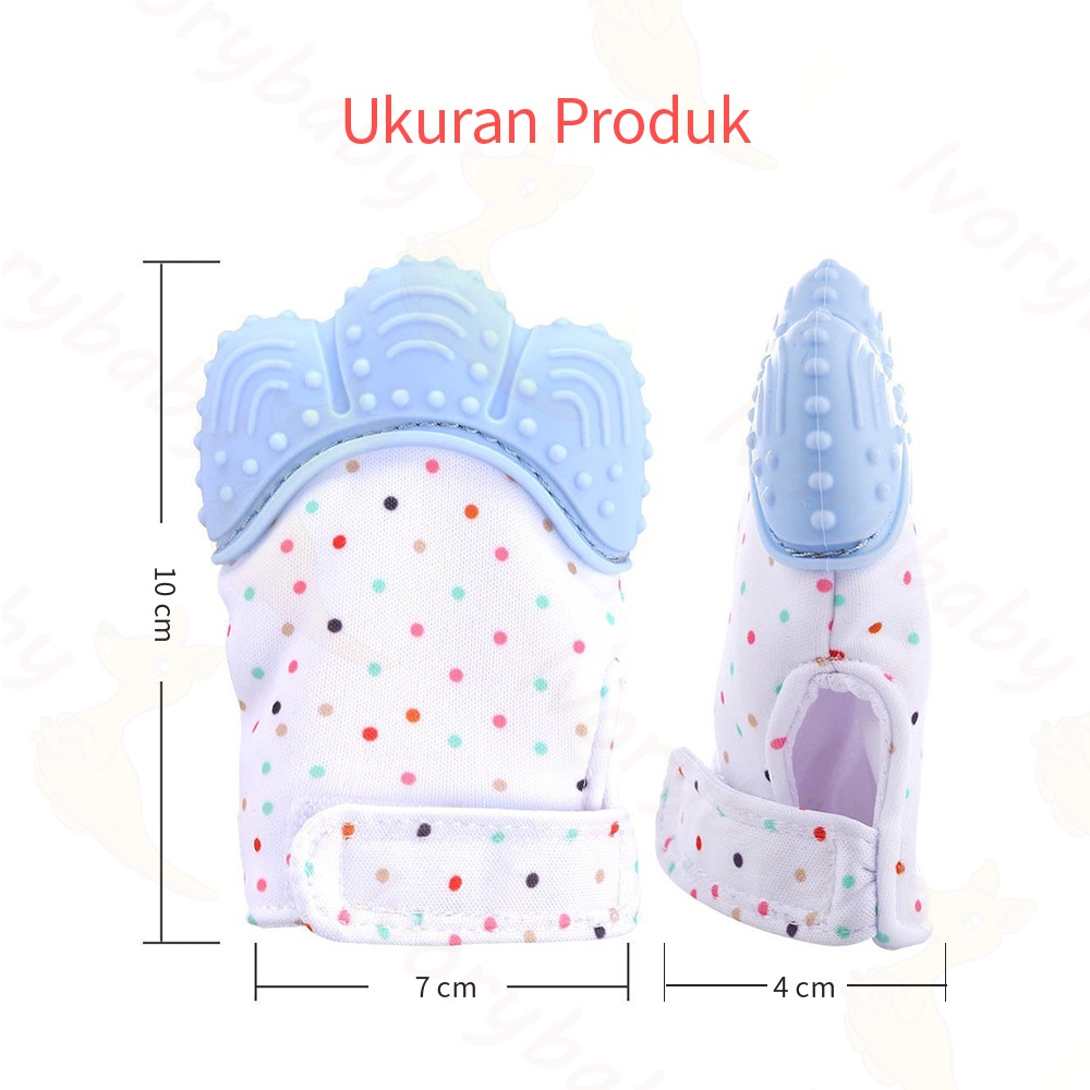 Ivorybaby Teether bayi BPA free mainan gigitan bayi bentuk sarung tangan desain velcro