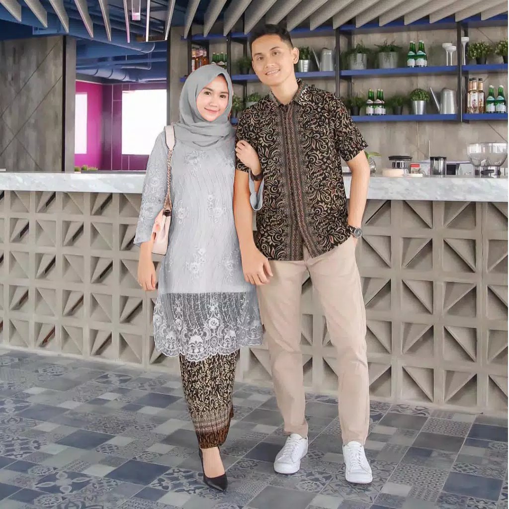 Maura Couple - Sania Ruffle Batik Couple Ori Ndoro Jowi Garansi Termurah Shopee - BATIK MODERN SOLO-Anisa GREY