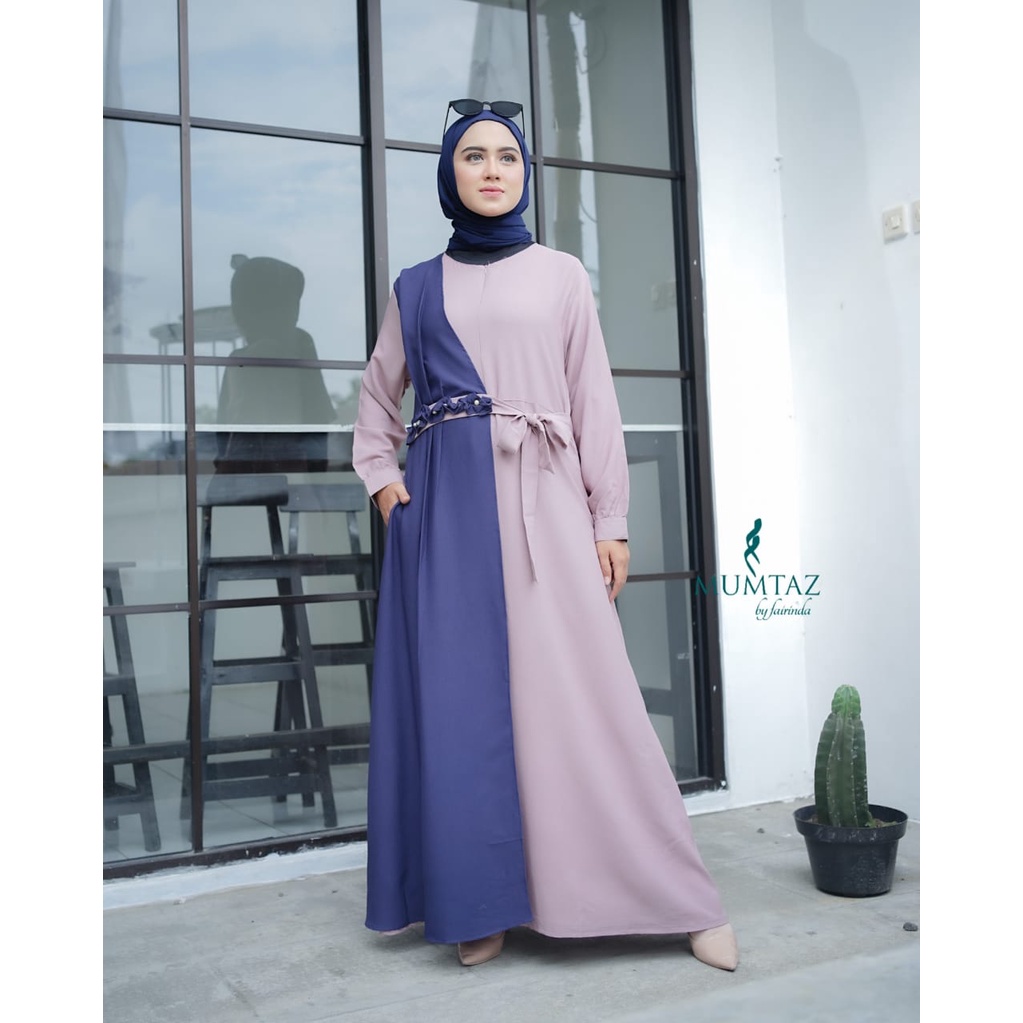 Gamis Havana dress itycrepe mix warna polos rempel aksen mutiara mewah terbaru remaja wanita muslim muslimah maxi dress wanita cocok utnuk kerja