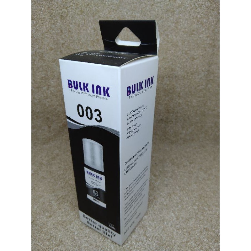 Tinta bulk ink 003 Oirgilan/Tinta /Tinta Epson/Tinta Printer/Tinta Printer Epson/Tinta 003/Tinta Epson L seris/Tinta Epson 003 untuk Printer L1110/L3100/L3101/L3110/L3150/L5190 NET VOL 70ML