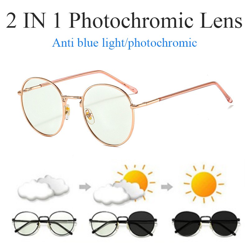 Kacamata Photochromic Anti Radiasi Anti Blue Ray Gaya Klasik Untuk Pria Dan Wanita