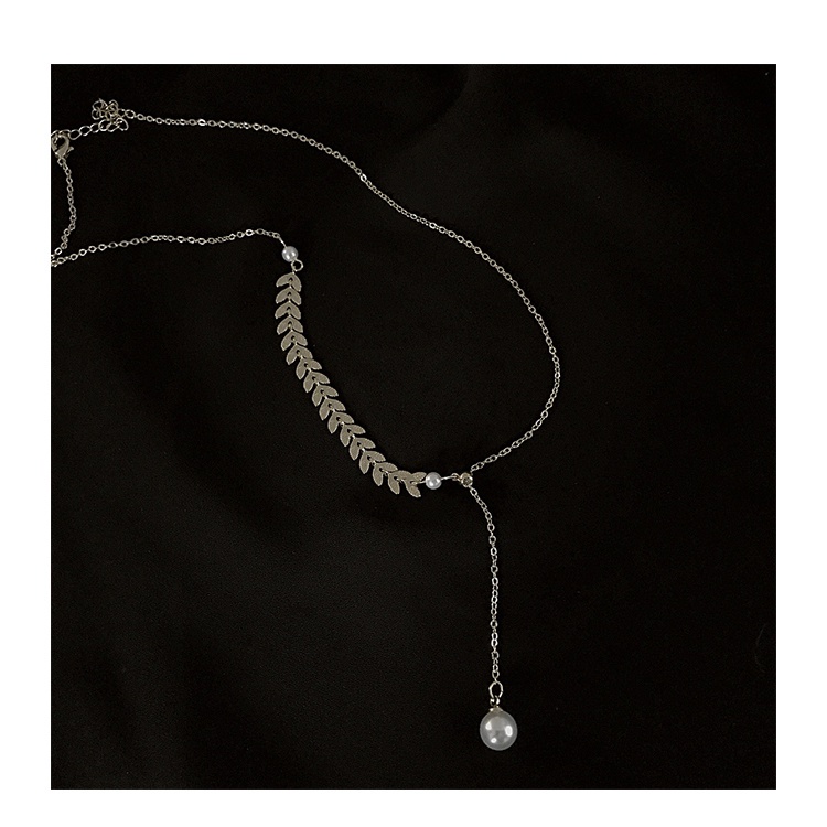 Wheat Ear Pearl Necklace Accessories Long Pendant Personality Simple Clavicle Chain